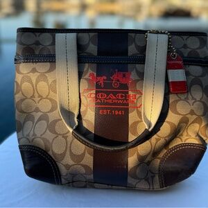 Authentic Coach Brown and Black Signature Tote